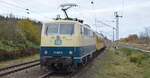 Train4Train GmbH, Bodenwerder mit  111 207-7  (NVR:   91 80 6111 207-7 D-TFT ) und Messwagen +  111 025-3  (NVR:  91 80 6111 025-3 D-TFT ) im Tandem auf ETCS Funkmessfahrt lt. Display hinter der Frontscheibe am 09.11.21 Durchfahrt Bf. Berlin-Hohenschönhausen (Berliner Außenring).