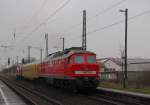 MEG 313 am Zugende des DbZ 93003 von Erfurt Hbf nach Smmerda, am 21.01.2014 in Erfurt Ost.