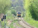 Am 23.04.2007 fand eine Messfahrt auf der Strecke Amberg-Schnaittenbach statt. Hier ist die Messfahrt noch jung und der Messzug hat erst kanpp 2 km zurckgelegt und ist noch in der Ortschaft von Amberg.