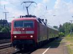 Die 120 502-0 fuhr am 23.07.2010 mit zwei Messwagen durch Kln West.