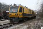 Sperry Railservice International Ultraschallschienenprfzug SRS 200 (97 86 12 501 10-3) der  Pethoplan GmbH  aus Berlin, abgestellt im Coburger Gterbahnhof am Morgen des 18. Februar 2011.