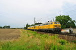 218 471-1 mit dem Messzug NbZ 94310 in Zschortau, am 21.07.2016.
