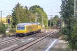 Ein Gleismesszug fuhr am 4.9.15 zur Mittagszeit auf Gleis 2 in den Bahnhof Herrnberchtheim ein.