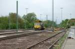 Mit diesem Fahrzeug werden die Oberleitungen im ehemaligen Kirchheimer Gterbahnhof gespannt.
