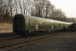 Lazarett Zug Wagen der Bundeswehr Dmz 518009-53001 am 7.3.2014 im Bahnhof  Osnabrück Piesberg.