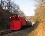 Auch ohne Schnee geht der Schneepflug auf Schulungsfahrt am 17.02.2015 im Elstertal nahe Plauen/Vogtl. 