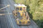 Schotterverteiler / Schotterprofiliermaschine oder auch Schotterpflug genannt der Firma Heitkamp rail in Waltrop Hhe Brcke Mnsterstrae im Zuge der dortigen Gleiserneuerung am 22.07.2007.
