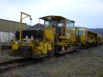 Schotterplaniermaschine SSP 120 der DGU (Baujahr 1991) abgestellt im Bahnhof Arnsberg. (09.04.08)
