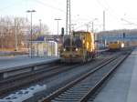 Schotterpflug mußte,am 18.März 2015,schon Früh auf dem Bahnhof in Bergen/Rügen arbeiten.