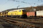 Mit einem Bauzug kam 218 287-1 durch Gemnden am 12.03.2011.