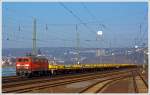 Die 218 261-6 der Bahnbau Gruppe (DB Gleisbau) fährt am 09.03.2014 mit einem Langschienenzug durch Koblenz-Ehrenbreitstein in Richtung Süden (Rheinaufwärts). 
 
Die Lok hat die NVRNummer 92 80 1 218 261-6-D-DBG