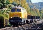 218 304-4 Bahnbaugruppe mit Rungenwagen durch Bonn-Beuel - 23.10.2015