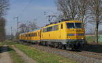 Lokomotive 111 059-2 am 15.02.2023 mit einem Messzug in Boisheim.