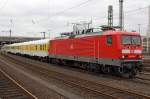 Die 114 501-0 mit einen Messzug abgestellt in D�sseldorf Hbf , am 03,10,09