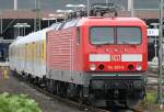 Die 114 501-0 der DB Systemtechnik Minden mit einem Meszug steht abgestellt in D�sseldorf HBF, aufgenomen am 03.10.2009, besten Gru� an den Kollegen Meyer ;-)