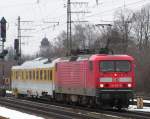 114 501 mit Me�wagen bei der Durchfahrt M�nchen-Pasing