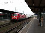 120 501 und eine Vossloh Euro 4000 mit Messzug am 18.5.08 in Homburg/Saar.