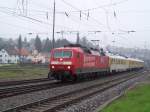 Die 120 502 0 mit einem Messzug in Donaueschingen am 05/05/10.