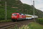 120 501 mit einem Messzug am 19.08.2010 bei Winningen an der Mosel.