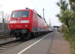 Am 07.03.2012 kam die 120 502 mit einem Messzug aus Kassel in Eichenberg eingefahren.