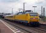 DB: Messzug mit der gelben 120 160-7 auf der Durchfahrt in Weil am Rhein.