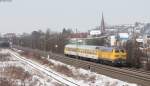 Mess Nbz 91950 (Basel Bad Bf-Mannheim Hbf) mit Schublok 218 392-8 bei Teningen 14.2.13