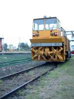 Selbstfahrende Schneefrse Schweizer Bauart im Chemnitzer Eisenbahnmuseum zum 14.Heitzhausfest.