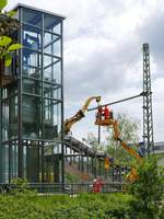 Bauarbeiten zur Elektrifizierung der Südbahn, Streckenabschnitt Biberach - Aulendorf.