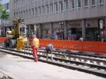 Nach Pfingsten 2005 wurden auf einem Teilstck der westlichen Kaiserstrasse in Karlsruhe die Straenbahngleise ausgetauscht.