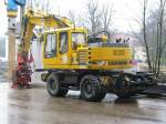 97 51 93 541 60-7 Zweiwegebagger Liebherr A 900 ZW-WB der Frima Kassecker abgestellt in Aalen am 05,04,2006 bei der Erstellung der neuen Unterfhrung
