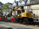 ATLAS 1404 Zweiwegebagger am 14.04.16 in Frankfurt am Main an der Baustelle der U-Bahn Linie U5