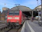 Lok 146 025-2 wartet im Aachener Hbf auf grnes Signal.Sie wird nach Hamm-West fahren.Sa 27.2.10.