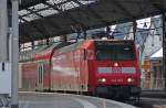 146 005 steht mit der RE10131 nach Hamm zur Abfahrt bereit in Aachen Hbf, 24.7.10