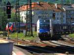 1216 953 der Wiener Lokalbahn am 26.05.2012 mit einem leeren Autozug im Hbf Aachen.