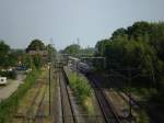 Gleisanlagen Bahnhof Algermissen von der Straenbrcke Kranzweg aufgenommen im August 2008