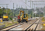 VDE 8 Komplexmaßnahme Halle Rosengarten–Angersdorf  ▶ Standort: Bahnhof Angersdorf    Zweiwegebagger Liebherr A 900 C ZW Litronic auf Höhe von km 10,1 in Blickrichtung Zscherben.