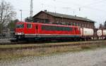 155 196-9 D-FWK als Zuglok am abfahrbereiten Sirupzug am 03.02.2020 in Anklam.