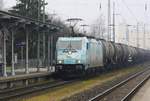 Durch den Peeneschleier - Akiem / HSL 186 364-6 von Rostock nach Stendell (PCK) durch Anklam am 24.01.2021