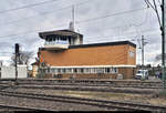 Blick auf das Spurplandrucktastenstellwerk  Bf  des Bahnhofs Backnang, Standardbauart 60 von Siemens, Inbetriebnahme 1967.