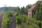 Blick auf den Bahnhofsteil der Brandenburgischen Städtebahn in Bad Belzig welcher heute keinen Verkehr mehr aufweist. 

Bad Belzig 20.07.2020