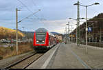 DABpbzfa mit Schublok 146 016 der S-Bahn Dresden (DB Regio Südost) als S 31746 (S1) nach Meißen Triebischtal steht in ihrem Startbahnhof Bad Schandau auf Gleis 1.