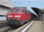 218 445-5 verlsst am 10. August 2013 mit einem RE nach Augsburg Hbf den Bahnhof Bamberg.