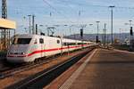 Einfahrt von 401 514-5  Friedrichshafen  am 10.11.2015 als ICE 70 (Basel SBB - Hamburg Altona) in den Badischen Bahnhof von Basel auf Gleis 4.