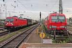 Durchfahrt am frühen Morgen des 11.06.2018 von 187 126 mit einem gemischten Güterzug über Gleis 1 durch den Badischen Bahnhof von Basel in Richtung Rangierbahnhof Muttenz, als sie an