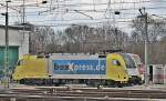 ES 64 U2-025 von boxXpress.de am 09.03.2013 abgestellt vor dem Betriebswerk in Basel Bad Bf.