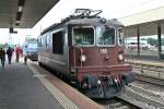 BLS Re 4/4 185 am Nachmittag des 15.09.13 beim Bahnhofsfest vom Badischen Bahnhof in Basel ausgestellt auf Gleis 2.