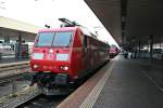 185 142-7 am Nachmittag des 15.09.13 beim Bahnhofsfest vom Badischen Bahnhof in Basel ausgestellt auf Gleis 3.