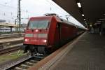 Zwischenhalt von 101 055-2 mit dem EC 8 (Chur - Hamburg-Altona) am 16.11.2013 in Basel Bad Bf.