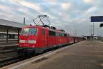 Hier steht die Freiburger 111 062-6  Neuenburg am Rhein  mit der RB 26574 (Basel Bad Bf - Offenburg) in Basel Bad Bf.