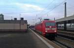 Ausfahrt am 04.01.2014 von 101 014-9 mit dem CNL 473  Aurora  (Kopenhagen H - Basel SBB) in Basel Bad Bf von Gleis 3 dem Ziel entgegen.